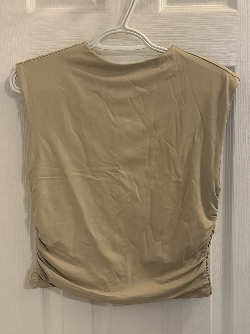 Abercrombie & Fitch Beige Sleeveless Ruched Side Tank